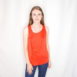 68. TOM FORD Red Silk Offset Zipper Tank Top Solid 38